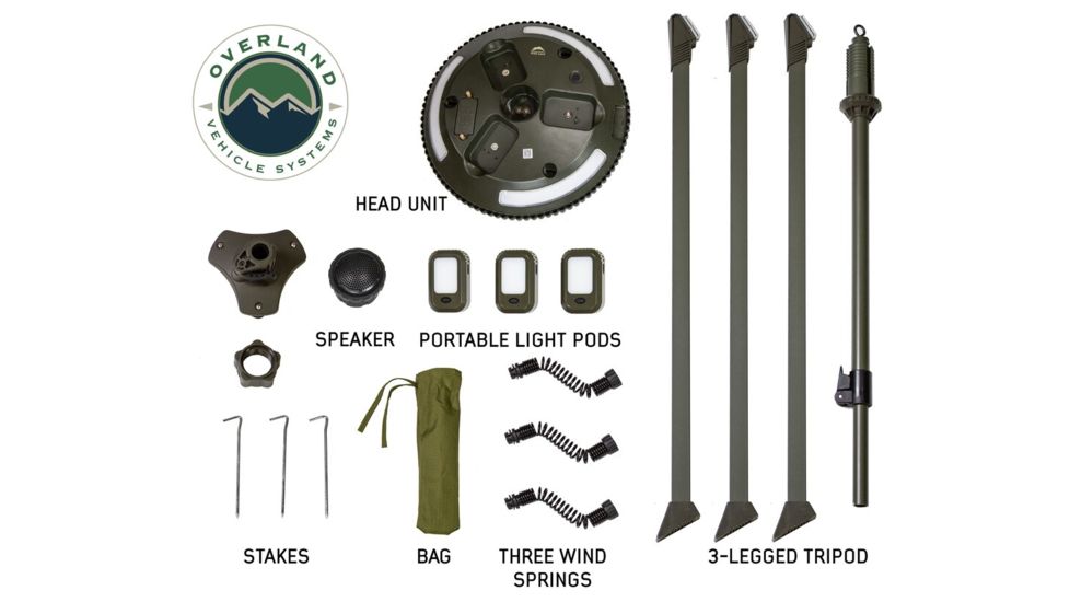 Overland Vehicle Systems Wild Land Camping Gear, UFO Solar Light, Light Pods, Speaker, 15049901