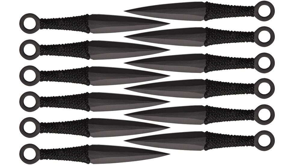 Pakistan 12pc Fixed Blade Throwing Knife Set,Black Cord Wrapped Handle PA3335