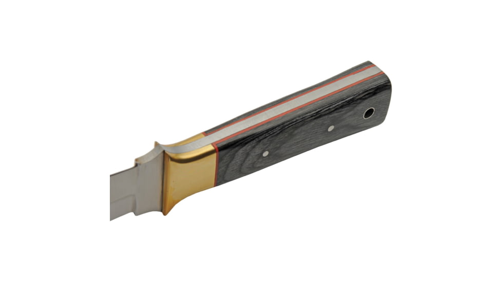 Pakistan Gray Boot Knife, 9in Overall, 4.5in Satin Double Edge Stainless Dagger Blade, Gray Pakkawood Handle, Brown Leather Belt Sheath, 203493