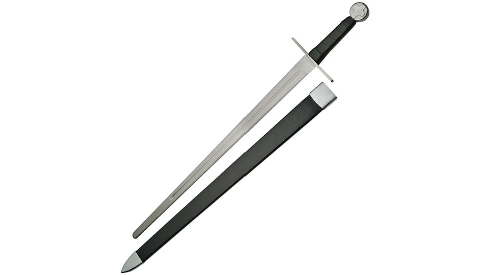 Pakistan Cross Pommel Medieval Sword Fixed Blade Knife, 32in, Black Handle PA901140
