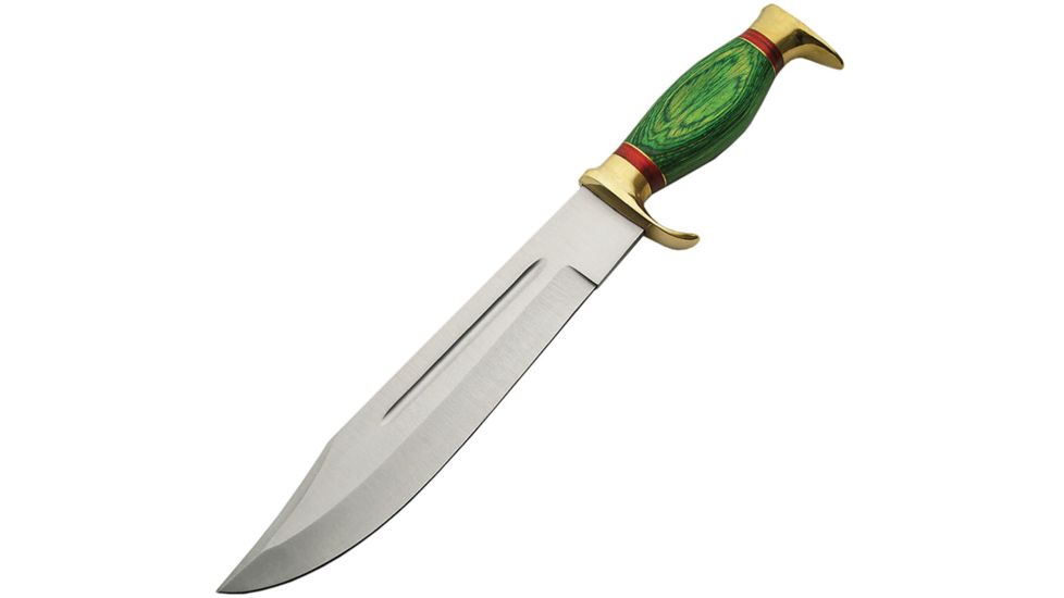 Pakistan Evergreen Bowie Fixed Blade Knife, 10.5in, Stainless Steel, Standard Edge, Red, Pakkawood Handle PA3350