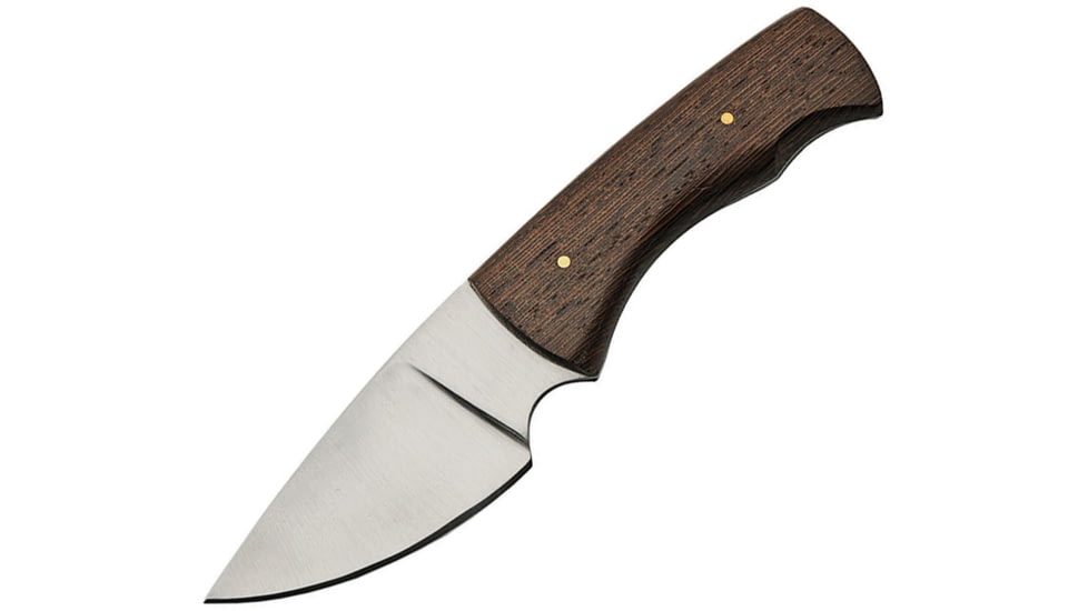 Pakistan Fixed Blade Knife, 8in Overall, 3.75in Satin Stainless Blade,Brown Wood Handle, Brown Leather Belt Sheath, 203399-BK