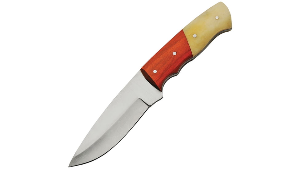 Pakistan Fixed Blade Knife, 8in Overall, 4in Satin SS Blade, Pakkawood/ White Smooth Bone Handle, 203390