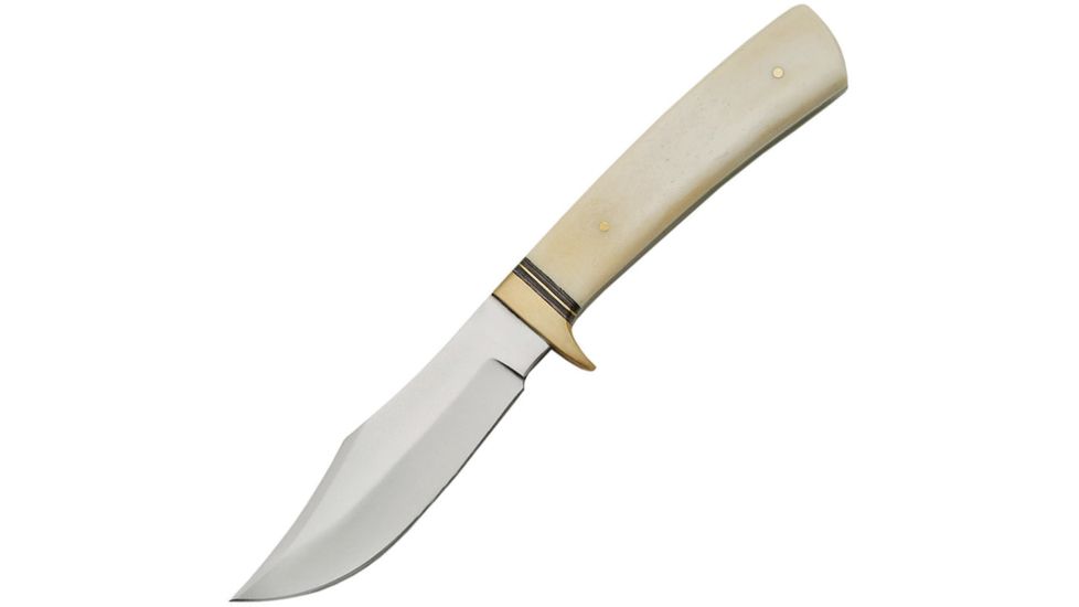 Pakistan Hunter Bone Handle Fixed Blade Knife, 4in, Stainless Steel, Standard Edge, Mirror Polish, White, Bone Handle PA8013