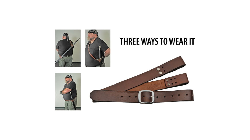 Pakistan Sword Belt, Shoulder Strap, Brown Leather Construction, Can Be Worn Three Ways, Fits Waist Sizes 38-54in, HS-4413BR