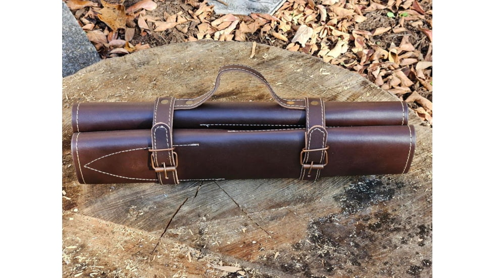 Paladin Damascus Fixed Balde Chef Set w/Leather Case, 5 Pieces, Damascus Steel, Wood, PE-5LCS-2004