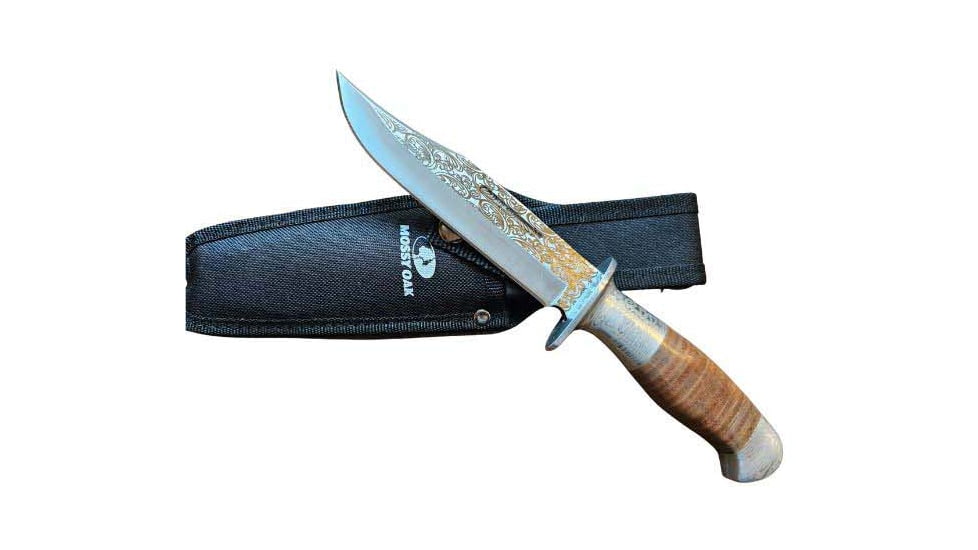 Paladin Mossy Oak Fixed Blade Set of 2 Folding Knife, Clip Point, Stainless Steel, Brown Handle, STAINLESS STEEL AND BROWN, PE-2PCB-2045