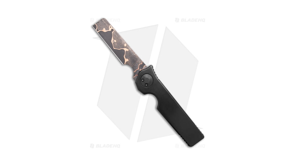 Paragon Krazor Gravity Folding Knife, 4.00in, Damascus, Cleaver Blade, Titanium Black Handle, Black/Black, 9.50in, BHQ-186309