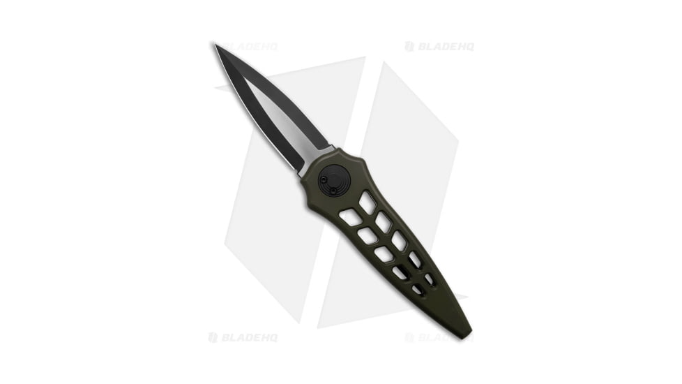 Paragon Warlock Enchanter Folding Knife, 3.80in, CPM S35VN Stainless Steel, Dagger Blade, Aluminum OD Green Handle, Black/Steel/OD Green, 9.25in, BHQ-183858