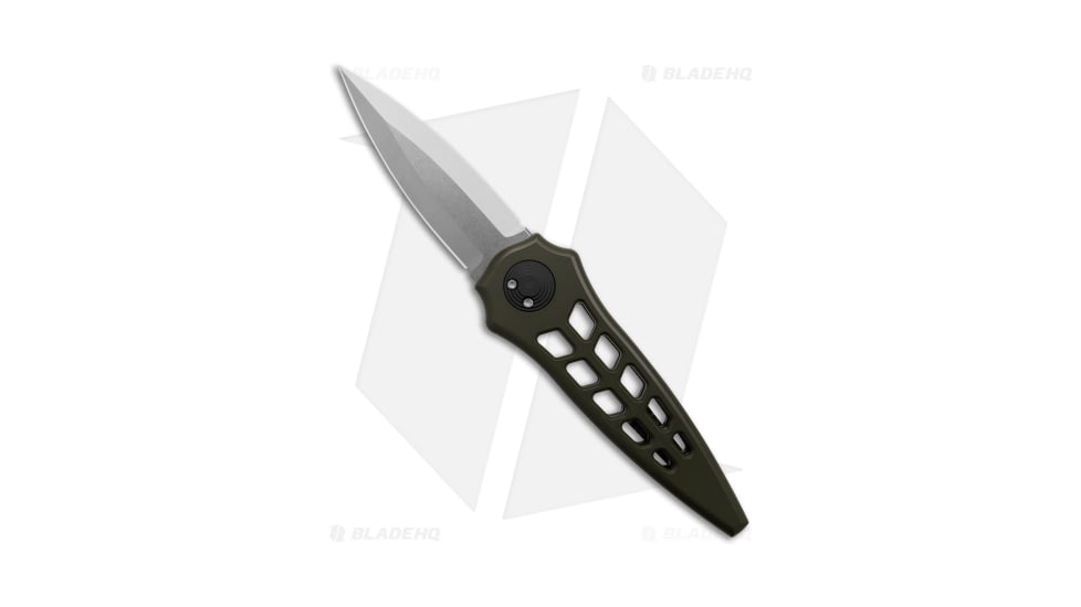 Paragon Warlock Enchanter Folding Knife, 3.80in, CPM S35VN Stainless Steel, Dagger Blade, Aluminum OD Green Handle, Steel/OD Green, 9.25in, BHQ-183856