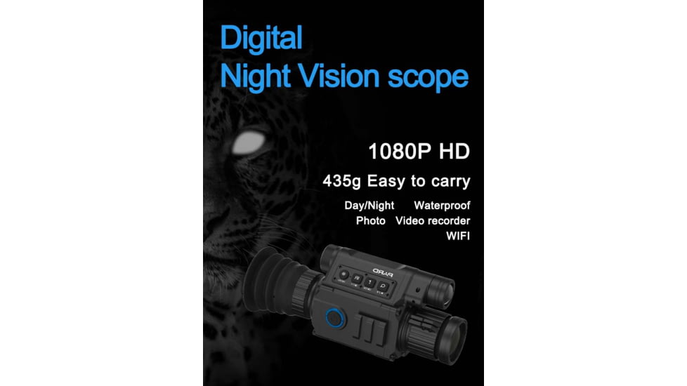 Pard Night Vision Rifle Scope, 6.5x-12x, 30fps, 2592x1944, 1920x1080, Black, NV-008LRF