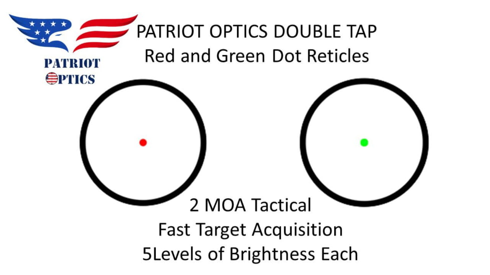 Patriot Optics Double Tap Red/Green Dot Sight, 1x30mm, 2 MOA, PO-RD-DT