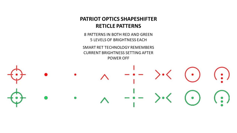 Patriot Optics Shapeshifter Holographic Sight, 8 Reticle, PO-RS-8