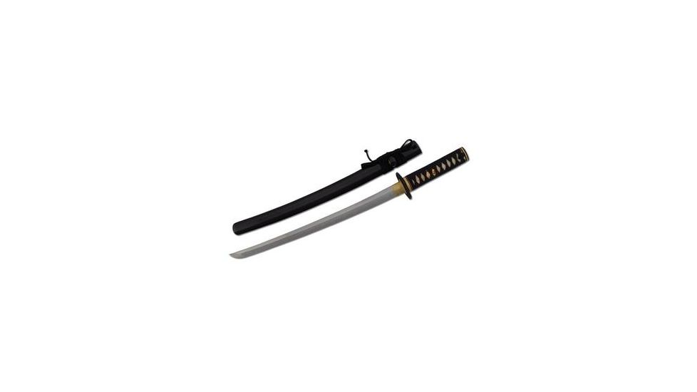 Paul Chen Bamboo Mat Wakizashi, HWS-2S steel blade, White rayskin handle with black cord wrap PC2448