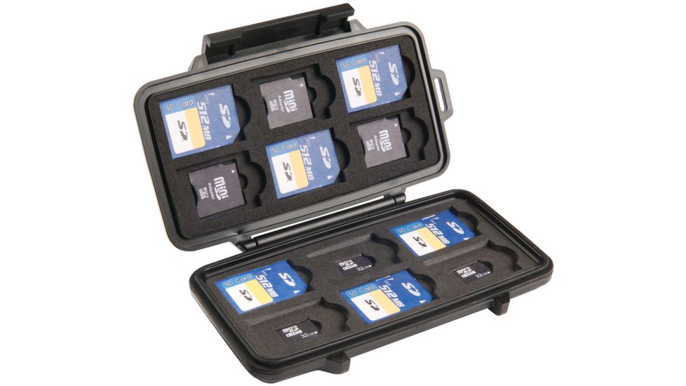 Pelican 0915 Memory Card Micro Cases for 12 SD Cards, 6 MIni SD and 6 Micro SD Cards 0910-015-110
