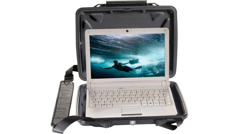 Pelican 1075CC HardBack Case w/ Netbook Foam Insert, Removeable Strap, Black 1070-003-110