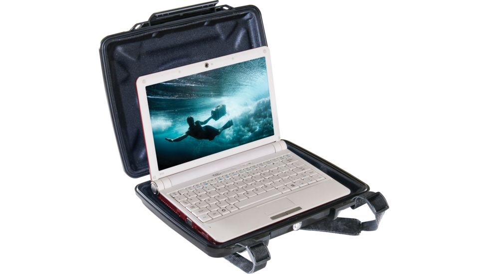 Pelican 1075CC HardBack Case w/ Netbook Foam Insert, Removeable Strap, Black 1070-003-110