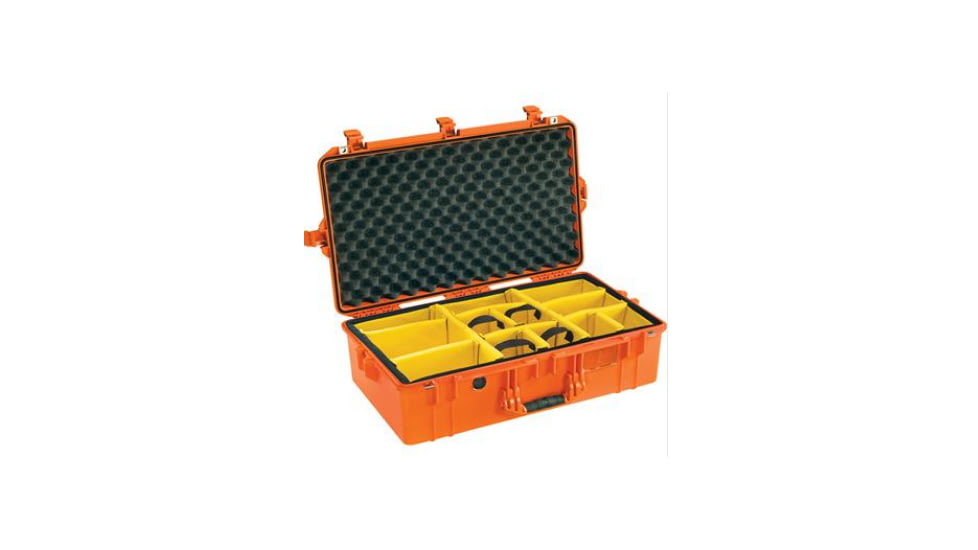 Pelican 1605 Air Protector Case, with Divider, Orange, 016050-0040-150