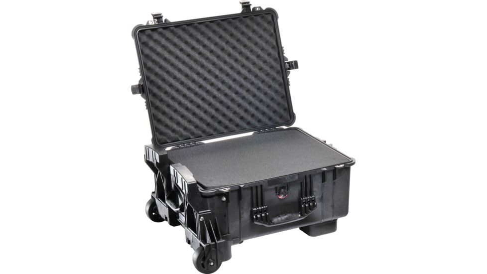 Pelican 1610M Case and Mobility Kit, 21.78x16.69x10.62in w/Liner, Foam, Black 016100-0009-110