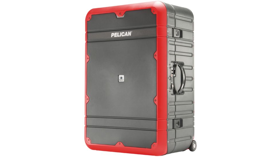 Pelican EL30 Elite Vacationer Luggage w/Enhanced Travel System Case, 25.85x16.98x10.93in, Gray/Red, LG-EL30-GRYRED