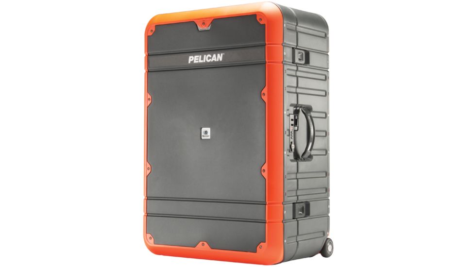 Pelican EL30 Elite Vacationer Luggage w/Enhanced Travel System Case, 25.85x16.98x10.93in, Gray/Orange, LG-EL30-GRYORG