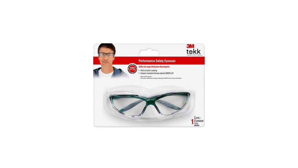 Peltor Tekk Protection Sports Inspired Safety Eyewear,Clear Lens,Green Frame 90703-80025T-EA