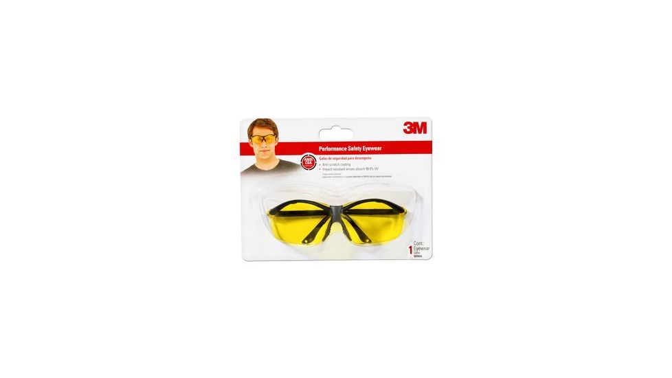 Peltor Tekk Protection Sports-Inspired Safety Eyewear,Semi-rimless Design,Black Frame,Yellow Lens,Case of 6 90966-80025T