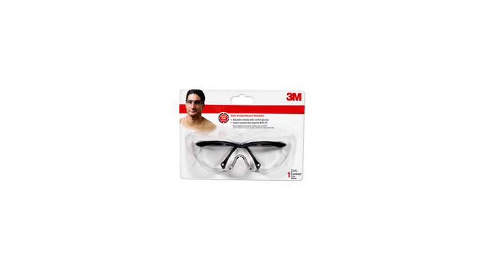 Peltor Tekk Protection Sports-Inspired Safety Eyewear,Wraparound Design,Black Frame, Clear Lens,Case of 10 90970-00001T