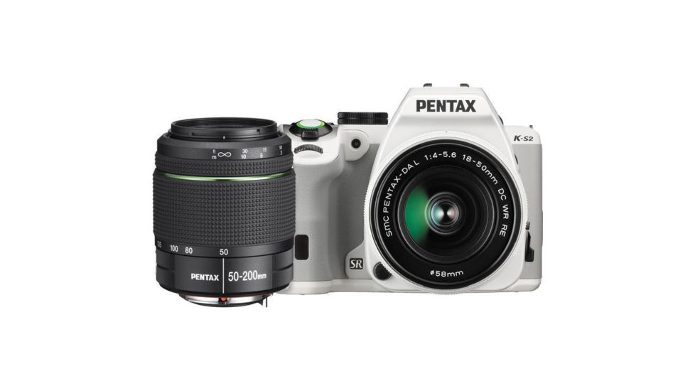 Pentax K-S2 DSLR Camera With 18-50mm and 50-200mm Lenses, White 12614
