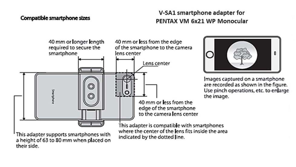 Pentax VM 6 X 21mm WP Premium Monocular Kit w/Smartphone and Micro Adapters, Black, Medium, 63621