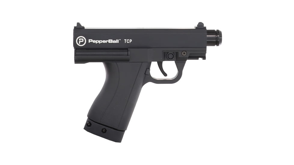 PepperBall TCP Semi Auto Non-Lethal Ready to Defend Kit w/TCP Launcher, 0.68 Caliber, 6 Rounds Capacity, 8g CO2/1.3g N2, Limit 150 ft, Black, 769-01-0507