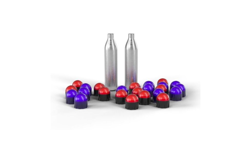 PepperBall VXR Projectile Refill Kit, PepperBall TCP Launcher, 2 x 6-Count Tubes of Inert, 2 x 6-Count Tubes of Live SD, 4x 8 gram CO2 jets, White/Purple/Red, 970-01-0216