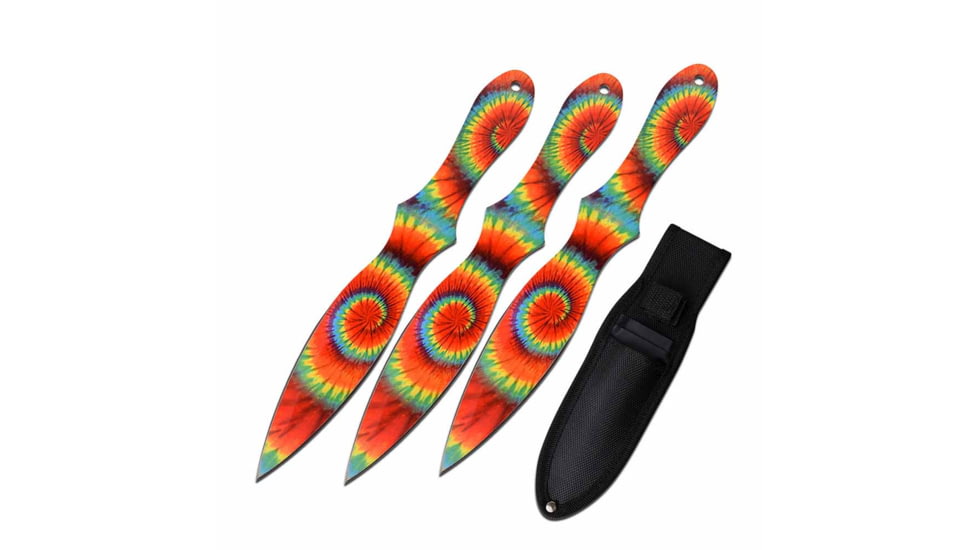 Perfect Point PP-116-3TD Throwing Knife Set, 8in, 3 Knives, Full Color Print, Tie Dye, PP-116-3TD