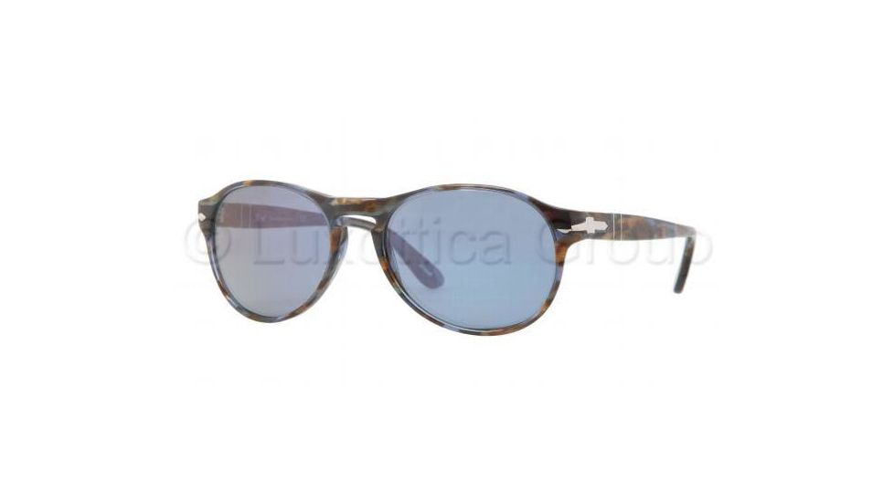 Persol PO2931S Sunglasses 944/56-5317 - Blue Striped Horn Frame, Crystal Blue Lenses