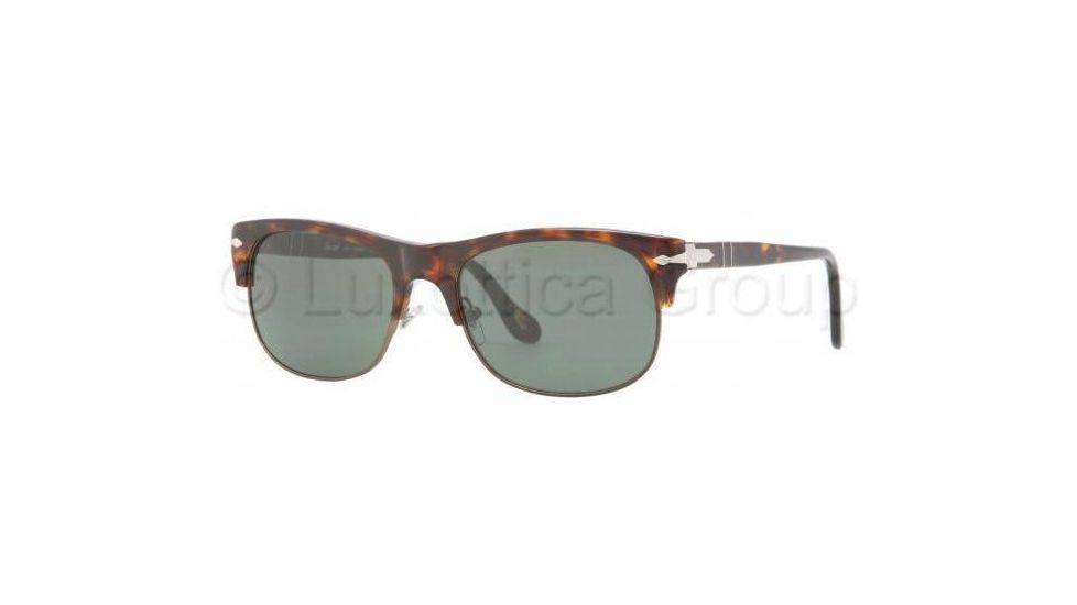 Persol PO3034S Sunglasses 24/31-5318 - Havana Frame, Crystal Green Lenses