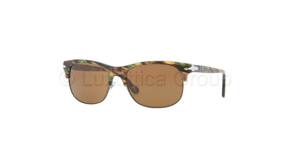 Persol PO3034S Sunglasses 974/33-5318 - Brown Striped Green Frame, Crystal Brown Lenses