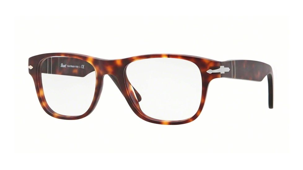 Persol PO3051V Single Vision Prescription Eyeglasses 9001-52 - Havana Antique Frame, Demo Lens Lenses