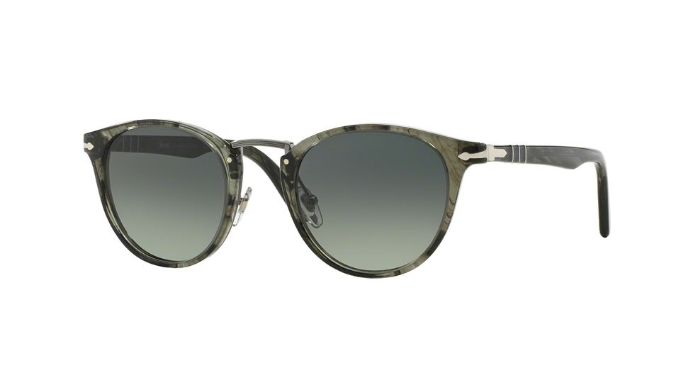 Persol PO3108S Sunglasses 102071-49 - Striped Grey Frame, Light Grey Grad Dark Grey Lenses