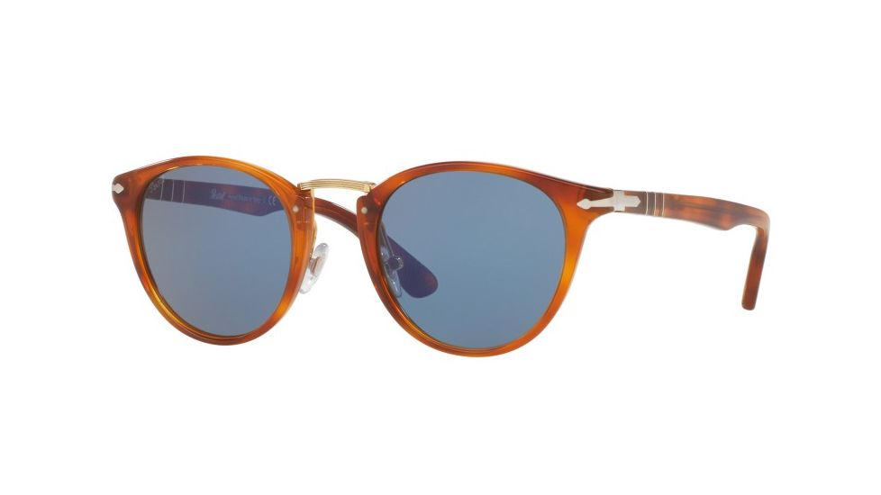Persol PO3108S Sunglasses 96/56-47 - Havana Frame, Blue Lenses