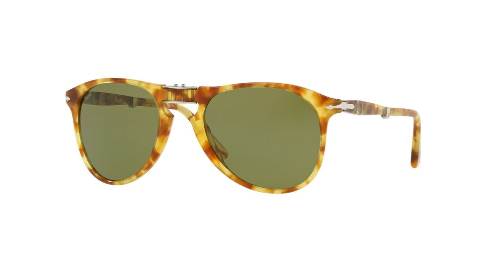 Persol PO9714S Sunglasses 10614E-55 - Tortoise/Yellow Frame, Green Lenses