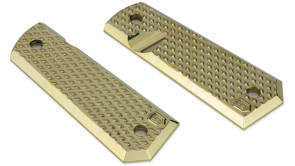 Phase 5 Weapon Systems Inc Brass 1911 Pistol Grips, Diamond Pattern, Brass, 1911 Grip-BrassDiamond