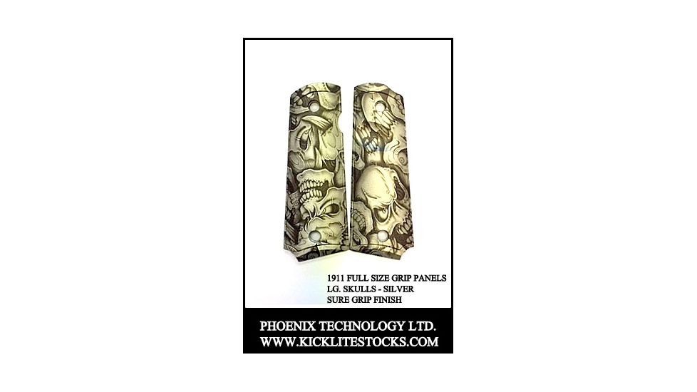 Phoenix Technology 1911 Grip Panels, Insanity, Silver GP1911IS