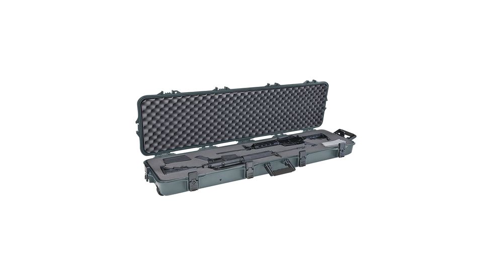 Plano All Weather Double Scoped Gun Case w/Wheels And Pluckable Foam, Green, 108180