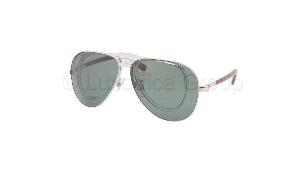 Polo PH3075 Sunglasses 92199A-6211 - Shiny Silver Frame, Polarized Green Lenses