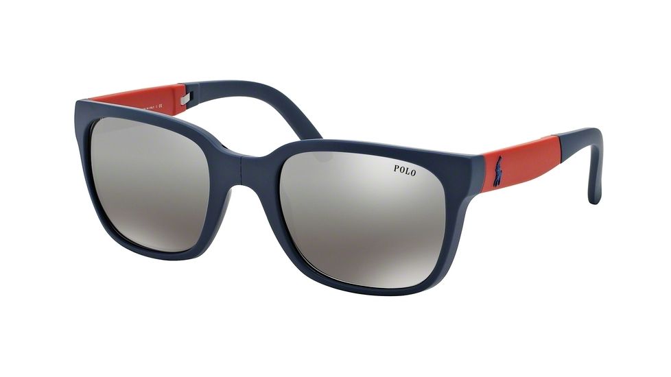 Polo PH4089 Sunglasses 53406I-54 - Rubber Blue Frame, Grey Gradient Mirror Silver Lenses