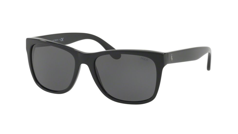 Polo PH4106 Sunglasses 500187-57 - Shiny Black Frame, Dark Gray Lenses