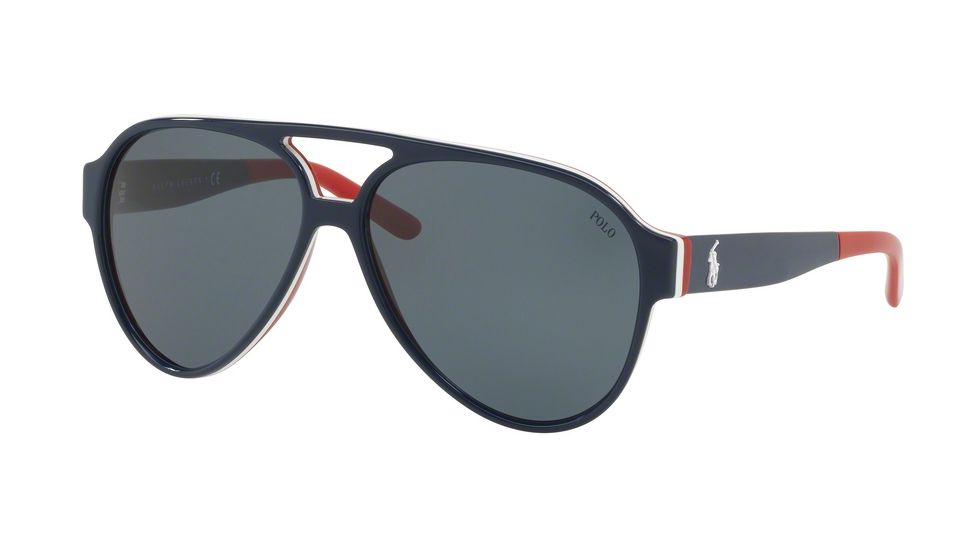 Polo PH4130 Progressive Prescription Sunglasses PH4130-566787-61 - Lens Diameter 61 mm, Frame Color Blue White Red