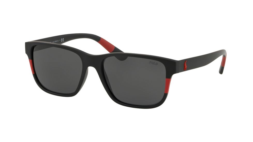 Polo PH4137 Progressive Prescription Sunglasses, 57mm, Matte Black / Red, PH4137-528487-57-PRO