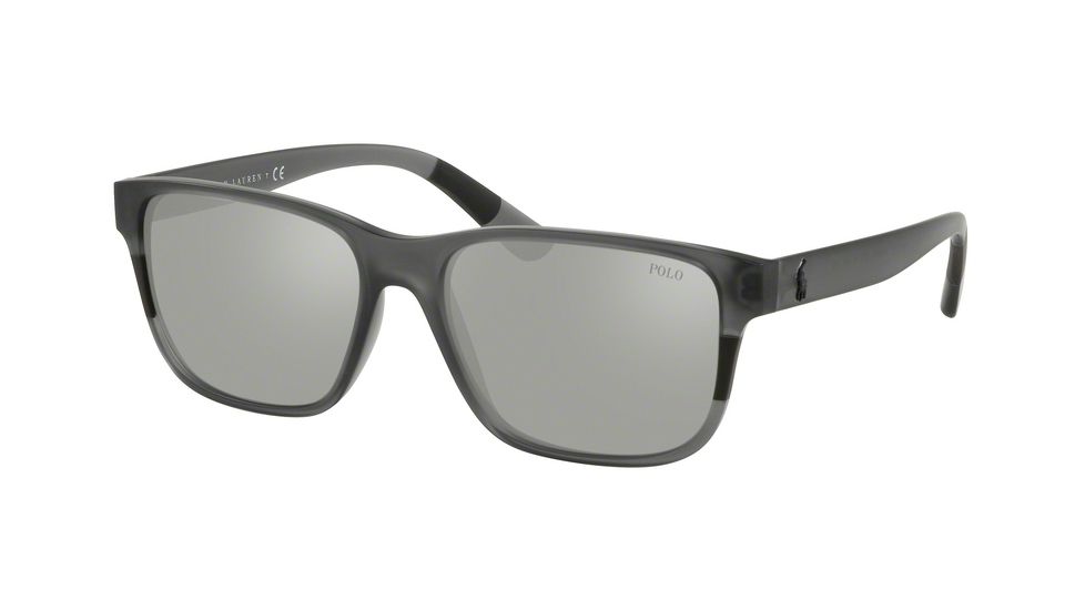 Polo PH4137 Progressive Prescription Sunglasses, 57mm, Matte Trasp Black/Black, PH4137-56966G-57-PRO