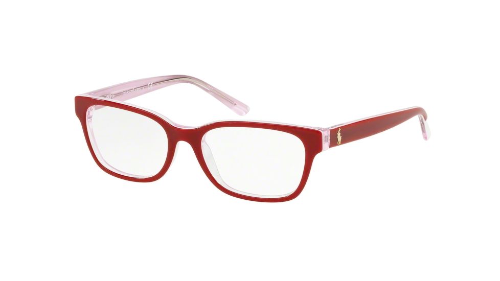 Polo PP8532 Progressive Prescription Eyeglasses, 45mm, Shiny Top Red On Crystal Pink, PP8532-5710-45-PRO